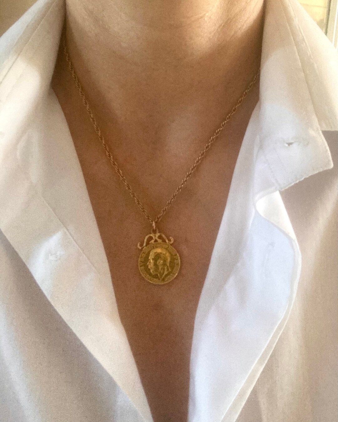 Antique 22ct Gold Sovereign Necklace, Vintage Sovereign on Chain, Gold