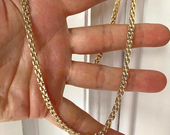 18ct Gold Panther Link Chain Necklace, 17 Inch, 4mm Wide, Italian Made