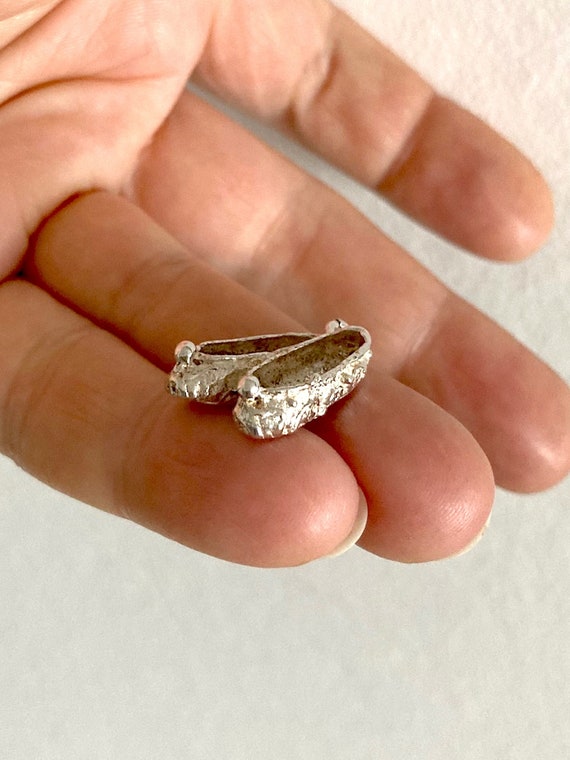 Little Vintage Silver Ballet Shoes Small Ballet Shoes Charm Swan