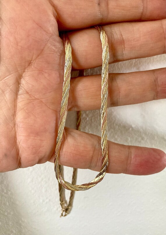 Vintage 3 Colour Gold Flat Chain Solid 18 Inch Gold Chain 18