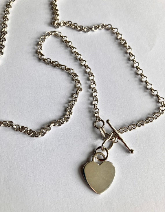 Vintage Tiffany style heart and bar chain, watch … - image 5