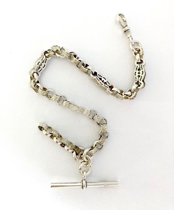Silver watch chain, original Victorian watch chain