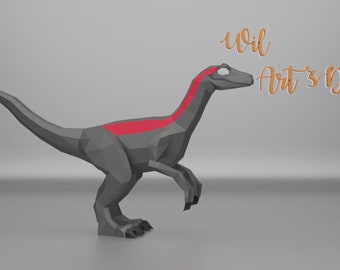 veolociraptor lowpoly  pdf templates,papercraft, decoracion, art, diymodel, sculpture, fanart, ficción, 3d,crafts, customer, dinosaurios