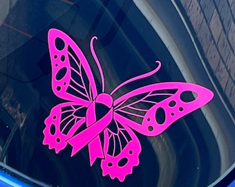 Breast Cancer Butterfly Vnyl Decal / Survvor Nspratonal Stcker For Tumblers, Mugs, Glasses...