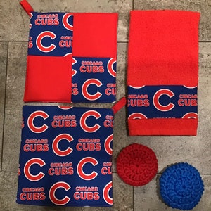 Chicago Cubs Potholders, Towel and Scrubbies Set