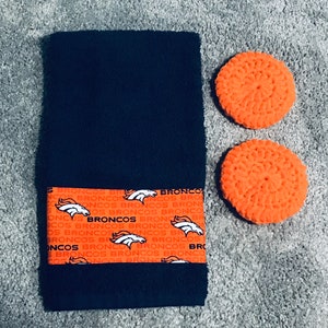 Denver Broncos Hand Towel and Scrubbies set
