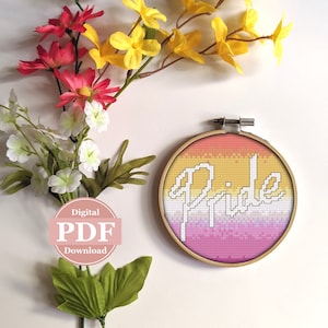 Cross Stitch Pattern Pride Lesbian Flag Intermediate Modern