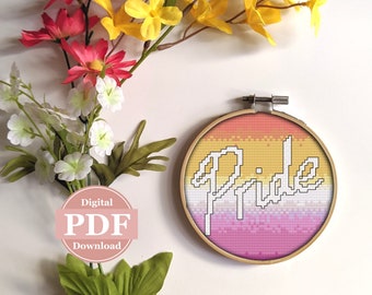 Cross Stitch Pattern Pride Lesbian Flag Intermediate Modern