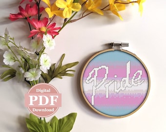 Patrón Punto De Cruz Orgullo Bandera Trans Intermedio Moderno