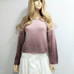 Long sleeve cropped sweater Women&#39;s ombre sweater Knitted sweater gradient Handmade sweater Ladies knitted sweater Hand knit sweater