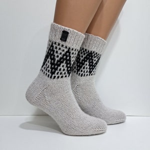 Gray womens socks Natural wool socks Sheep wool socks Hand knitted wool socks Wool socks handmade Wool socks women Pure wool socks