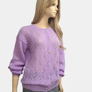 Cardigan boutonné Cardigan en mohair pour femme Cardigan en tricot de mohair Cardigan duveteux Cardigan à manches longues Cardigan en mohair Cardigan fait main