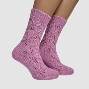 Pink socks Soft socks Fashion socks Womens cozy socks Luxury socks Wool knitted socks  Knit socks Handmade socks Warm socks Socks gift