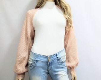 Langarm bolero Strick Bolero Handgemachter Bolero Cropped Strickjacke Damen Bolero Shrug Bolero Jacke Shrug Schal Gestrickte Bolero Сrop Jacke