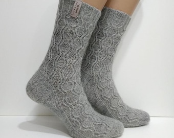 Gray socks Wool socks Handmade socks Knitted socks Hand knit socks Women socks Warm socks  Knit socks Cute socks Knit socks handmade