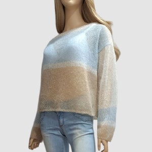Stripe mohair sweater Women mohair sweater Hand knit mohair sweater Women sweater Handmade women sweater Mohair pullover Knit sweater women