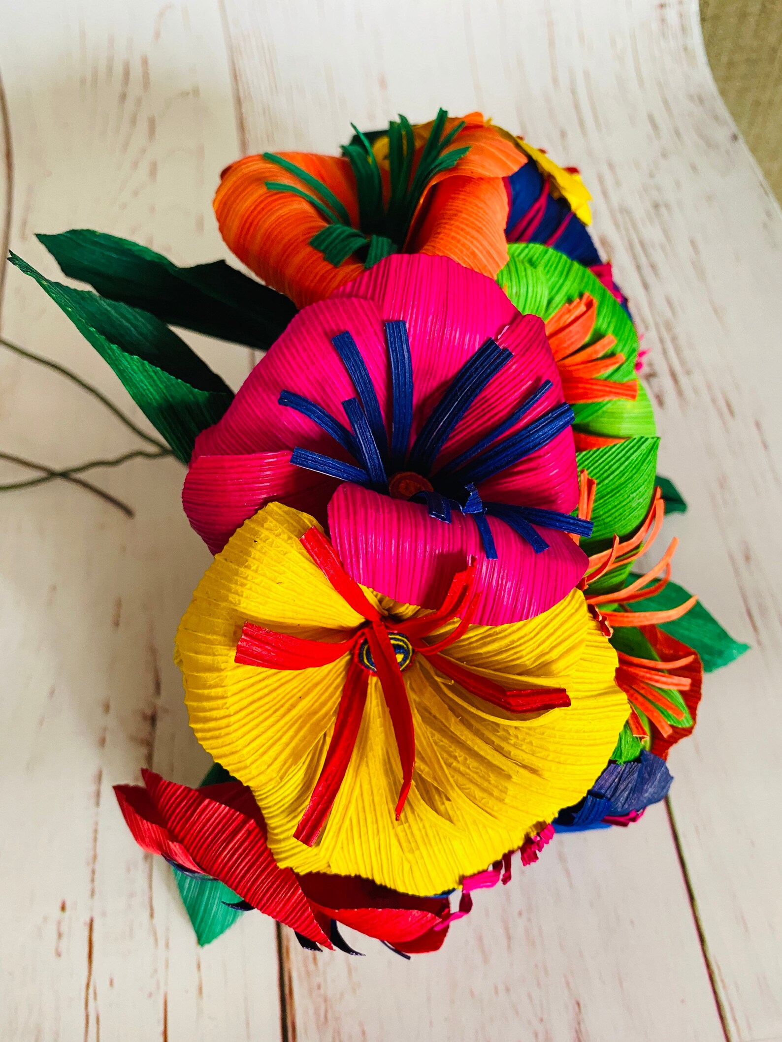 Mexican Corn Husk Flowers Etsy