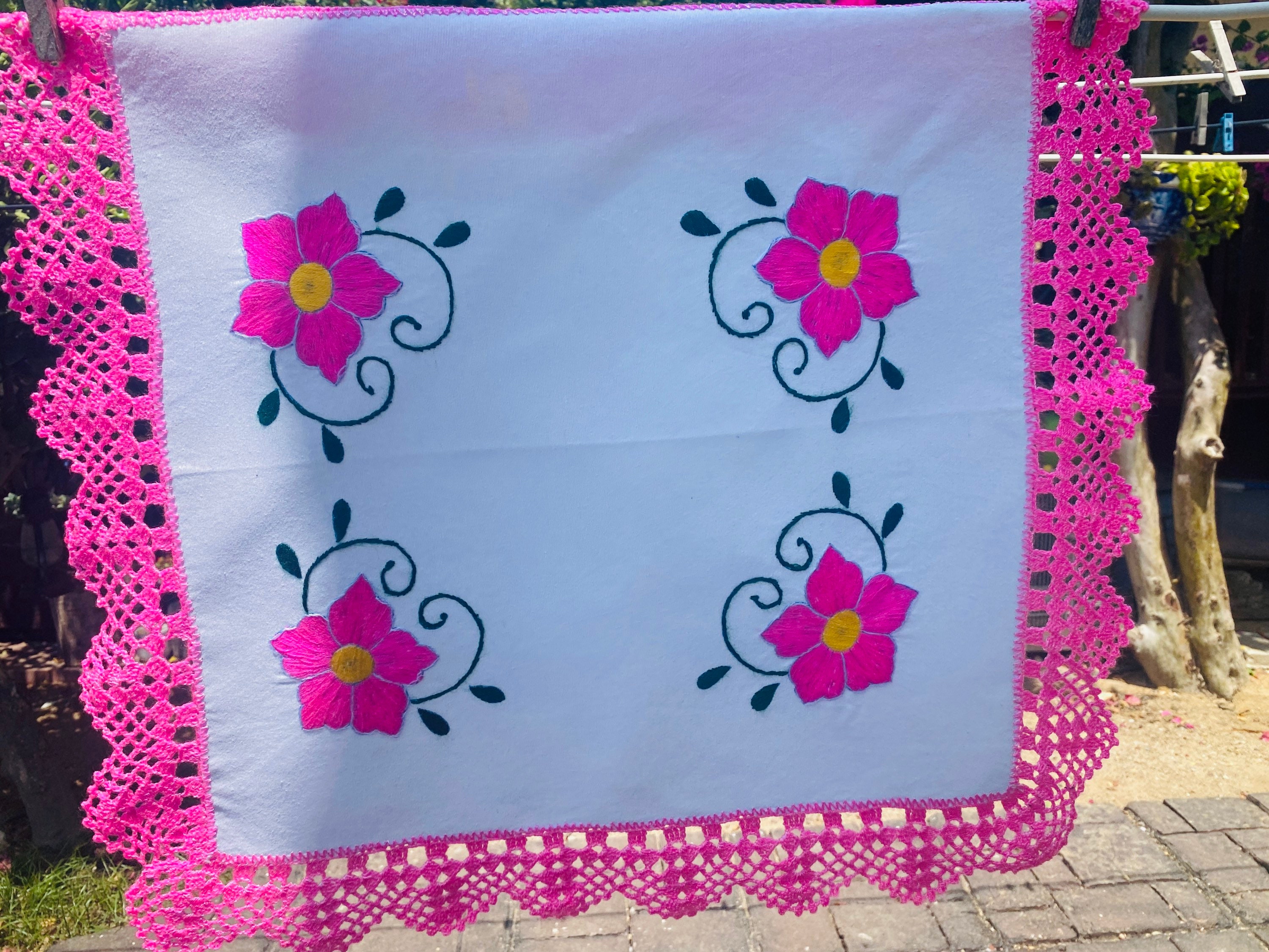 Servilleta de lino bordada mexicana - Etsy México