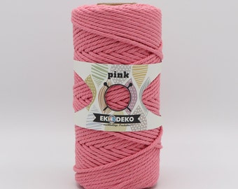 Hilo Macramé 3 mm, 4 mm x 100 m Rosa