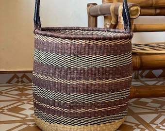 Laundry Basket | Laundry Hamper | African Woven Laundry Basket | Brown Natural Handmade Clothes Hamper | XL Storage Bin | Storage Basket