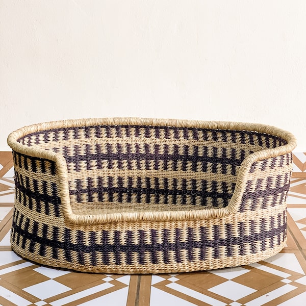 Natural Dog Bed Basket - Pet Furniture - Dog Furniture - Handmade Dog Bed - Woven Dog Basket - African Fair Trade Dog Basket - Pattern