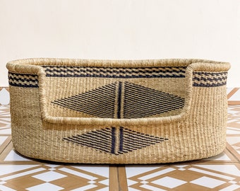 Handwoven African Dog Bed Basket - Natural Pet Furniture