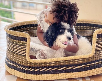 Handwoven Dog Bed – Bolga Basket, Sustainable Pet Furniture