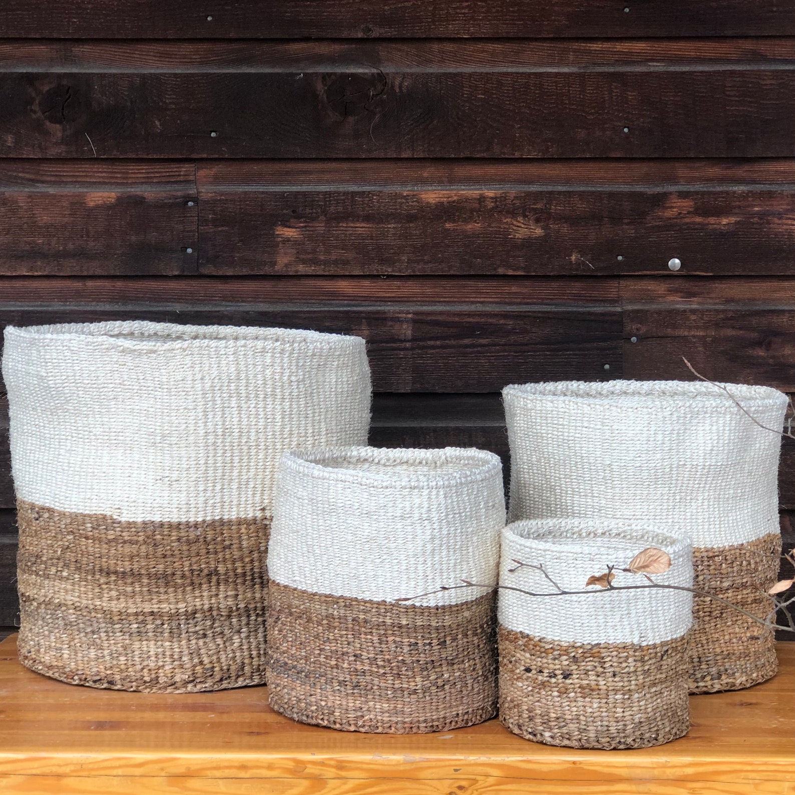 MALIA Bananenrinde Weißer Korb Set Made in Africa Gewebte | Etsy