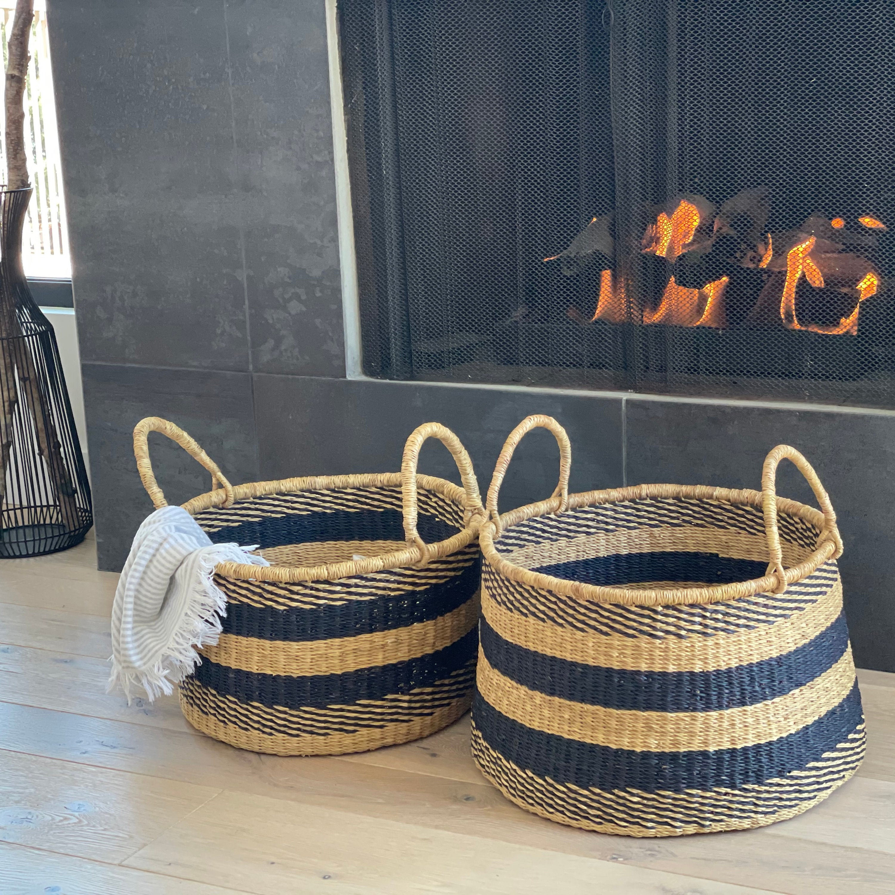 Gewebter Nesting Bodenkorb 3er Set Decke Korb Wäschekorb Etsy