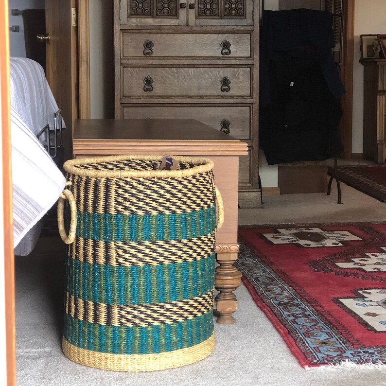 Laundry Basket Blue Black Laundry Hamper African Woven Etsy