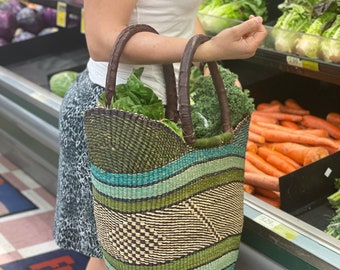 Market Basket | Farmer's Market U-shopper, Natural Shopping Basket, Sustainable Basket, Gift for Mom, Gift for Her, Africa