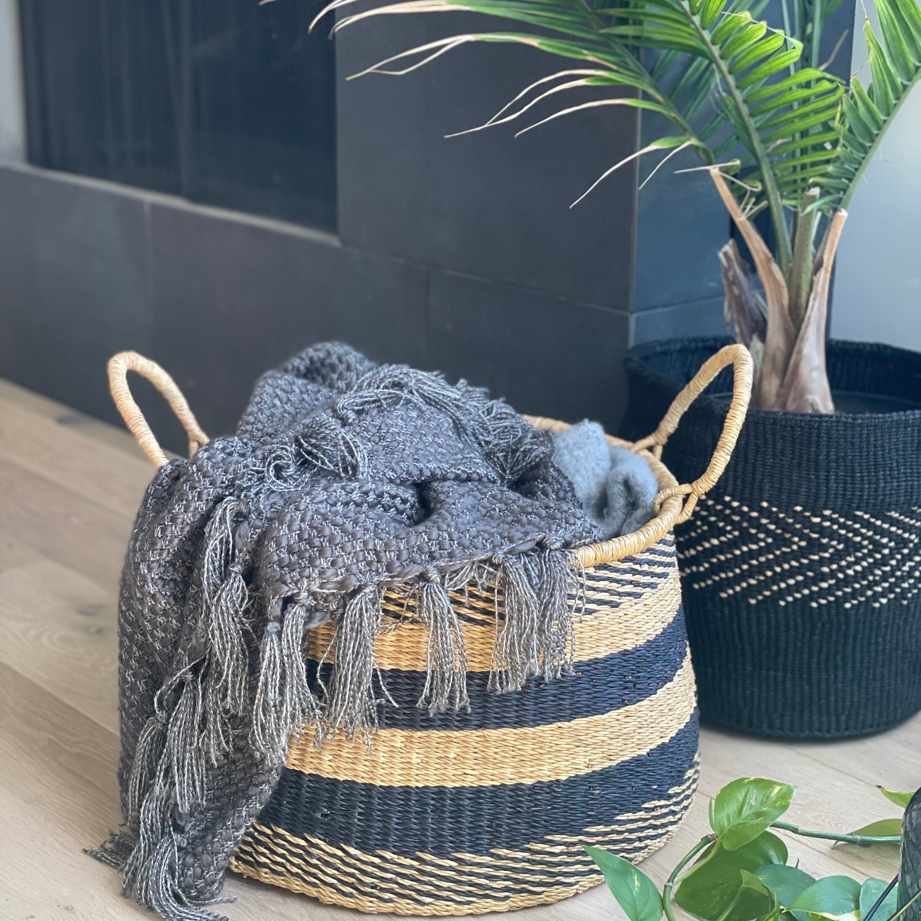 Gewebter Nesting Bodenkorb 3er Set Decke Korb Wäschekorb Etsy