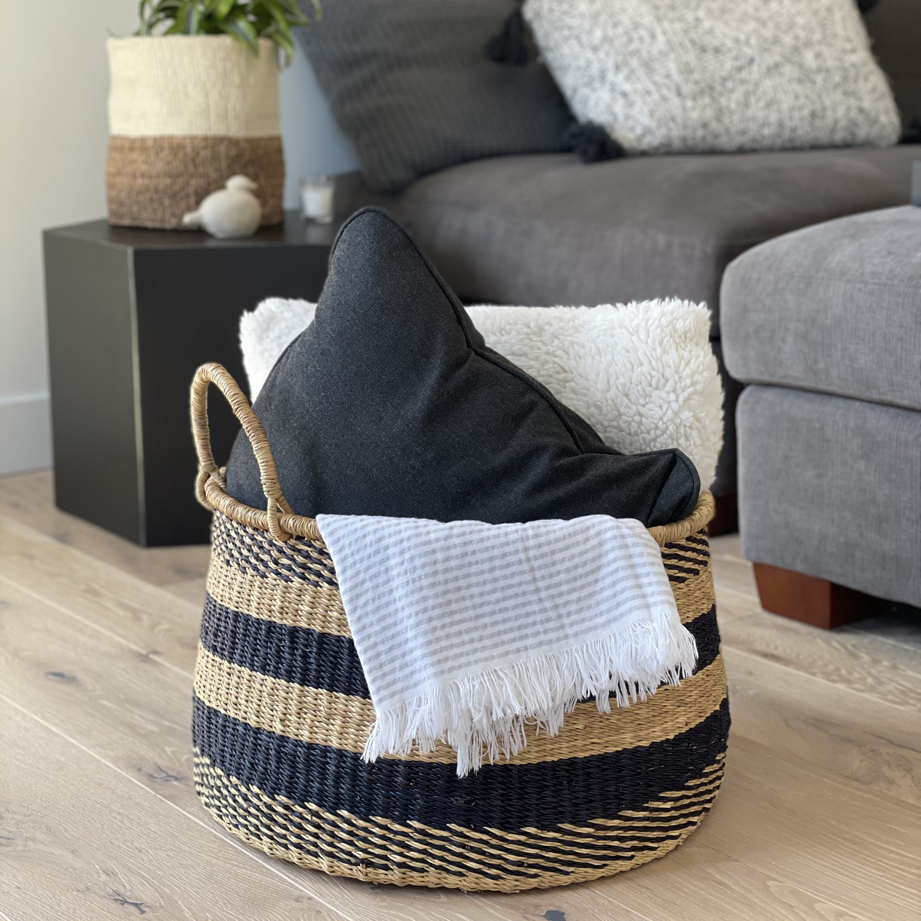 Gewebter Nesting Bodenkorb 3er Set Decke Korb Wäschekorb Etsy