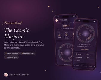 Birth Chart Reading, Big Three Sun Moon Rising Astrology Report, Interactive Natal Chart, Zodiac Gift for Her, Digital