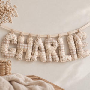 Personalized Fabric Name Banner – Heirloom Patchwork Nursery Garland Letters