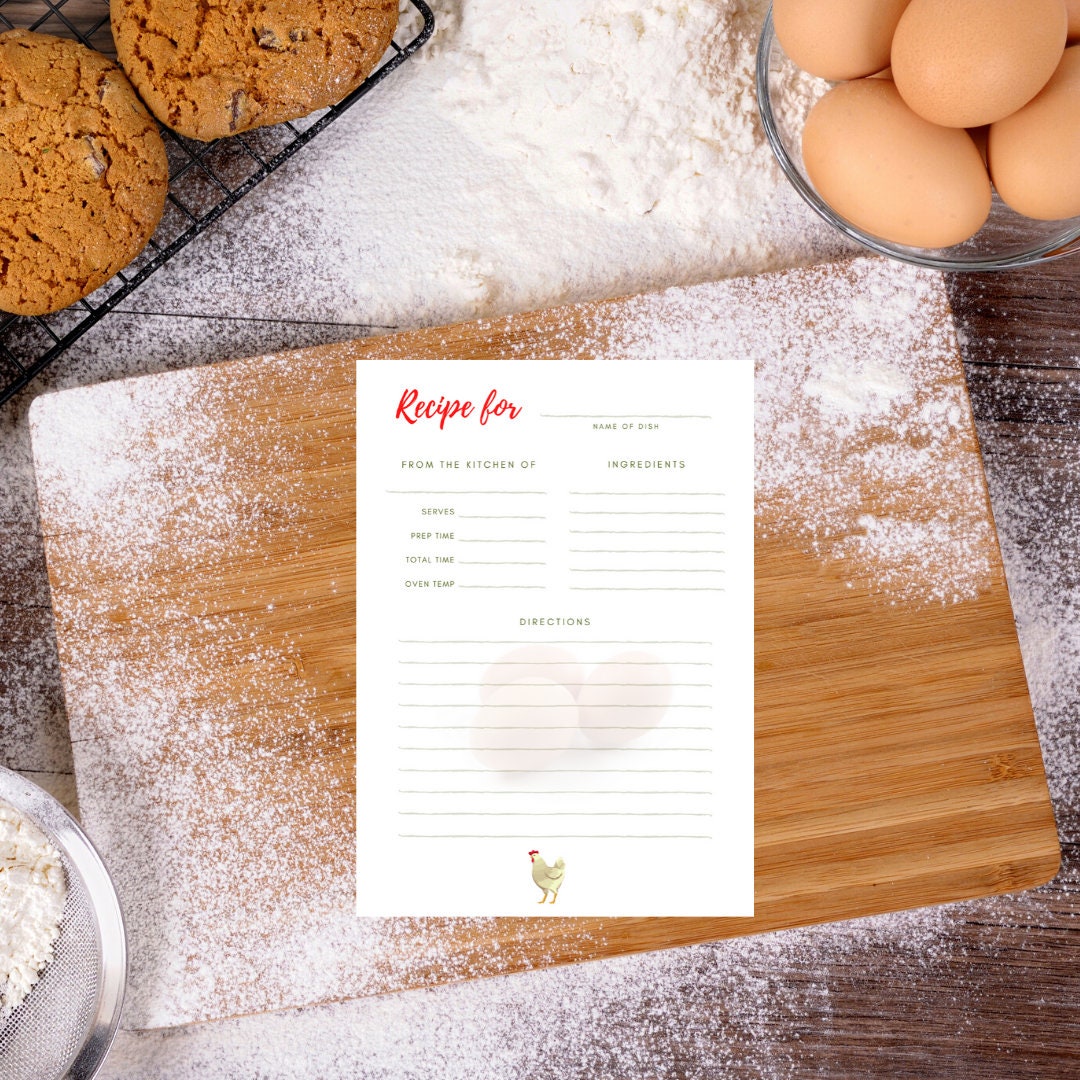 Printable Recipe Card Chicken Recipe Card 5x7 Recipe Card - Etsy