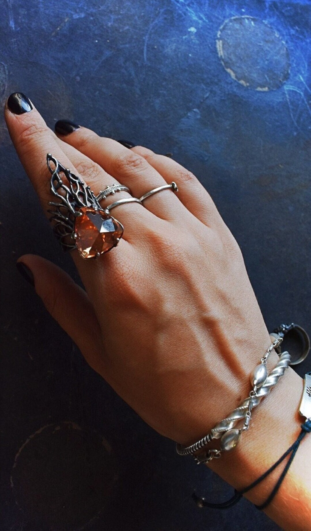 Large Tree Ring With Triangle Stone - Etsy