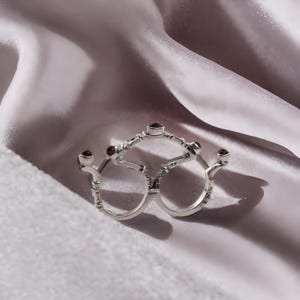 Anillo de dos dedos de plata de ley: Anillo de cóctel de cuarcita