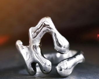 Dripping liquid ring, silver melting ring, sterling modern popular minimalist ring, 2022 trend ring