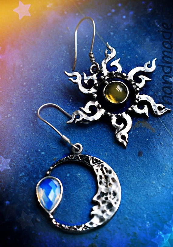 Moth Moon and Sun Earrings, Labradorite Dangle Earrings – Fabulous  Creations Jewelry