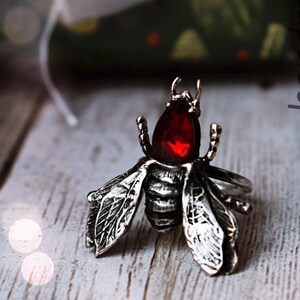 Insect silver ring, winged bug ring, housefly silver ring, animal gothic ring