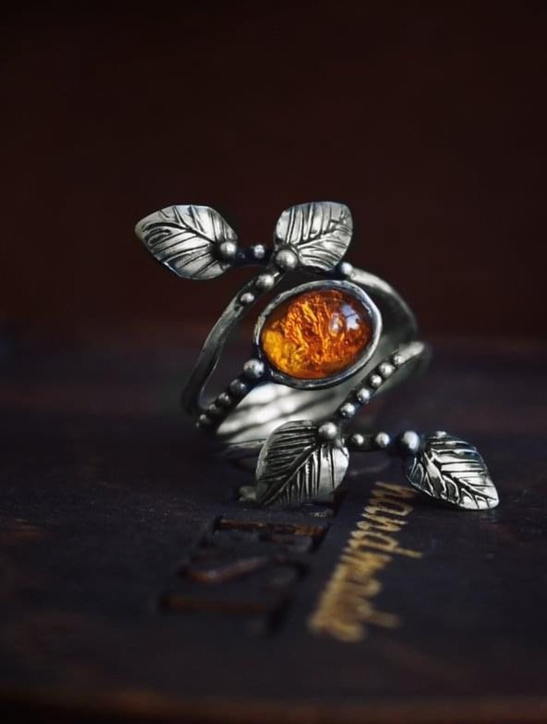 Wrapped Leaf Ring, Twisted Leaves Ring, Nature Inspired Forest Sterling