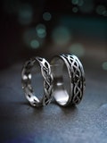 2 Celtic His and Her wedding rings, celtic bands set, couple sterling rings, matching couple bands product logo