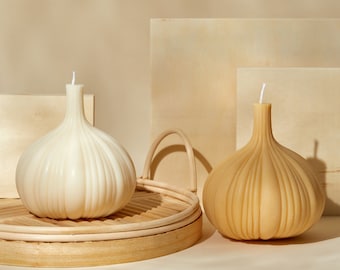 Ready to ship_Big Garlic Shaped Soy & BeesWax Candle, Onion Candle, Vegetable, UNIQUE Candle, Aesthetics Candle, Abstract, Kitchen Decor