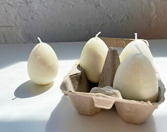 Vegan Egg Candles, Set of 4 Egg Shaped Candles, 100% Pure Essential oil Candles, Pillar candle, Fresh Egg Candles, Easter Candles