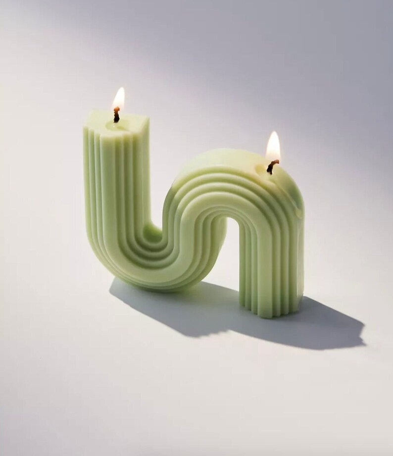 Ready to ship_Plumbing Shaped Soy wax and Beeswax Candle, Aesthetic Candle, Abstract Candle, Vintage Candle, Pipe Sage Green Candle image 3