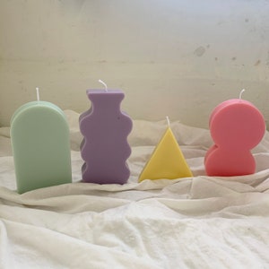 Part2 / Abstract Pastel Color Shape Soy Wax Candles, Pillar Candle, Unique Candle, Circle candle, Triangle Candle, Flower Vase Candle image 10