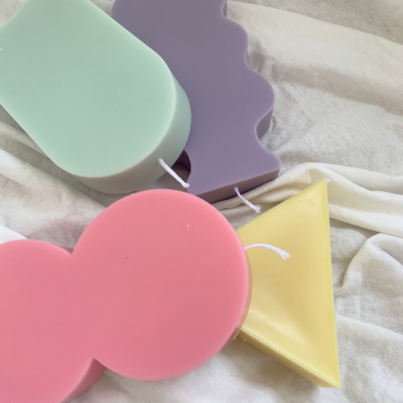 Part2 / Abstract Pastel Color Shape Soy Wax Candles, Pillar Candle, Unique Candle, Circle candle, Triangle Candle, Flower Vase Candle image 9