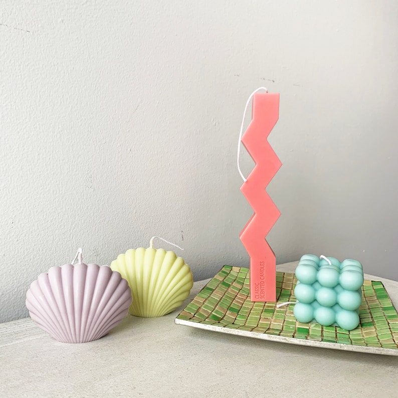 Colorful Squiggle Candle, Zig-zag Candles, Unique Waving Shape Candle, Kawaii Candle, Art Deco Style Candle, Soy Wax Candle, Scented Candle image 9
