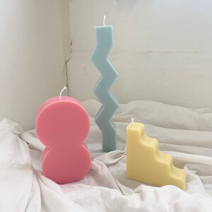 Part2 / Abstract Pastel Color Shape Soy Wax Candles, Pillar Candle, Unique Candle, Circle candle, Triangle Candle, Flower Vase Candle image 4